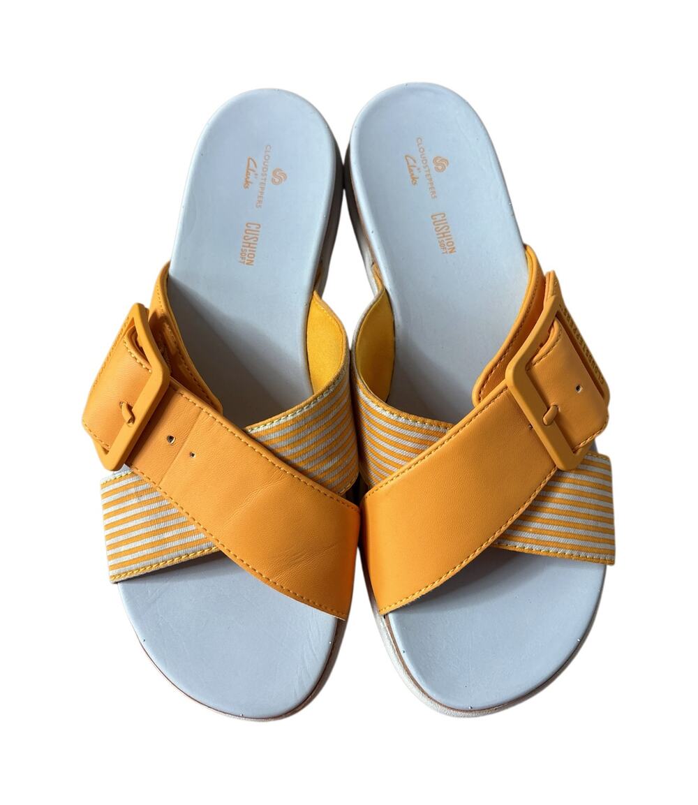 Clarks Cloudsteppers Eliza April Slip On Sandal Yellow Vacation Resort Size 8